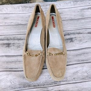 Prada suede leather kitten heel nude pumps size 9